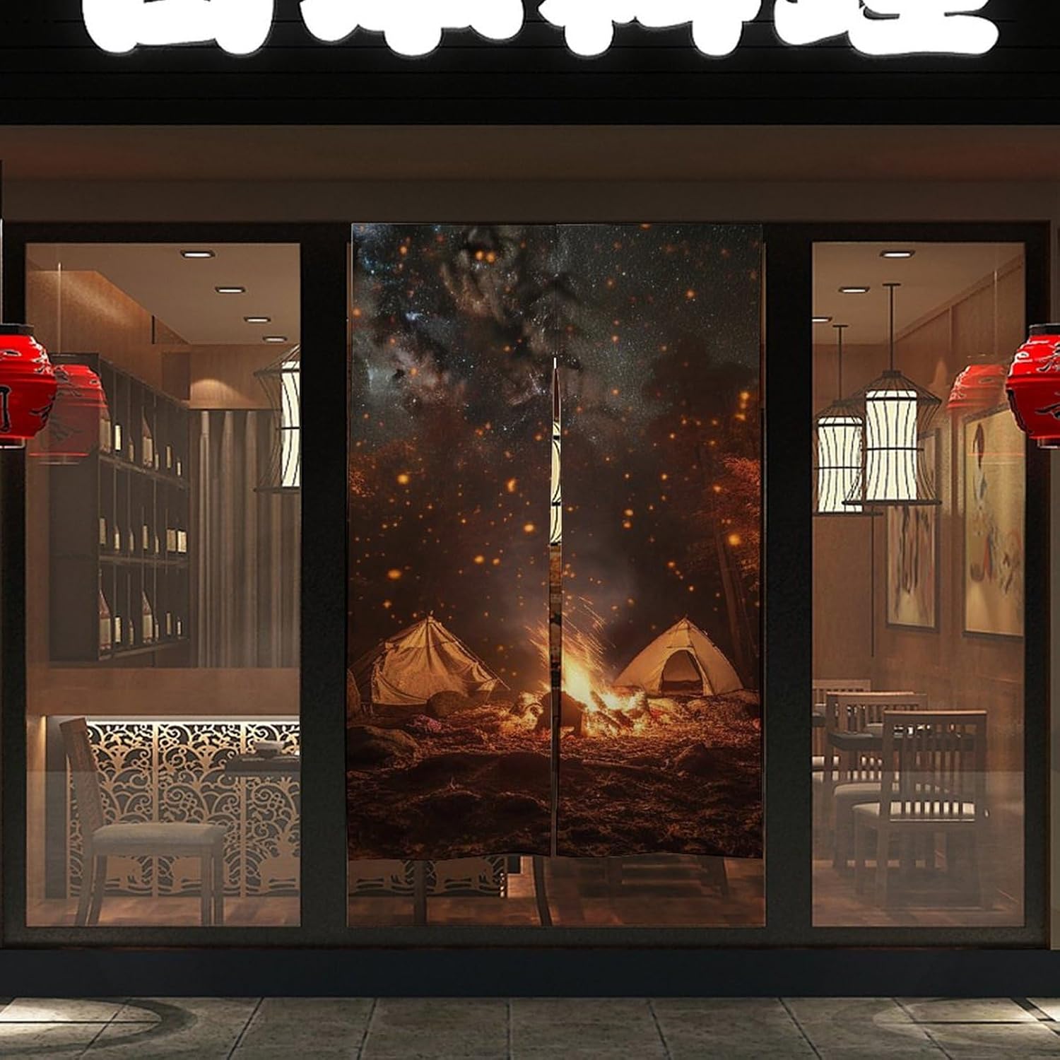 Galaxy Night Sky Door Curtain for Kitchen and Entryway