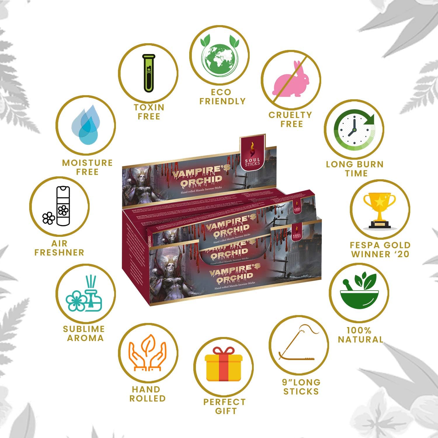Soul Sticks Hand-Rolled Incense Sticks Vampire Orchid 180 Gram Box