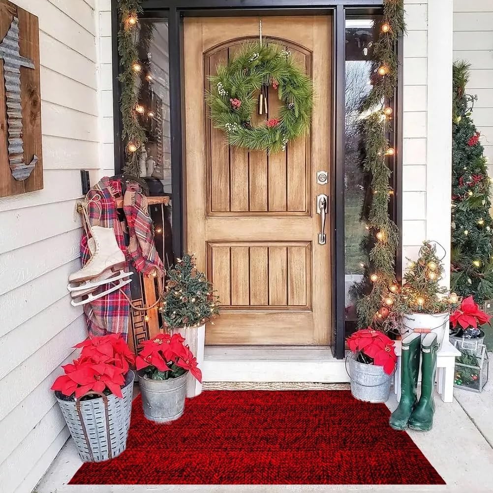 Christmas Outdoor Rug Doormat 2 x 43 BlackRed