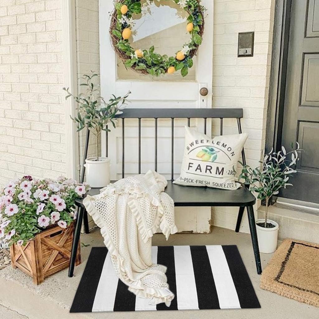 Seavish Black and White Striped Rug 236 x 354 Inch