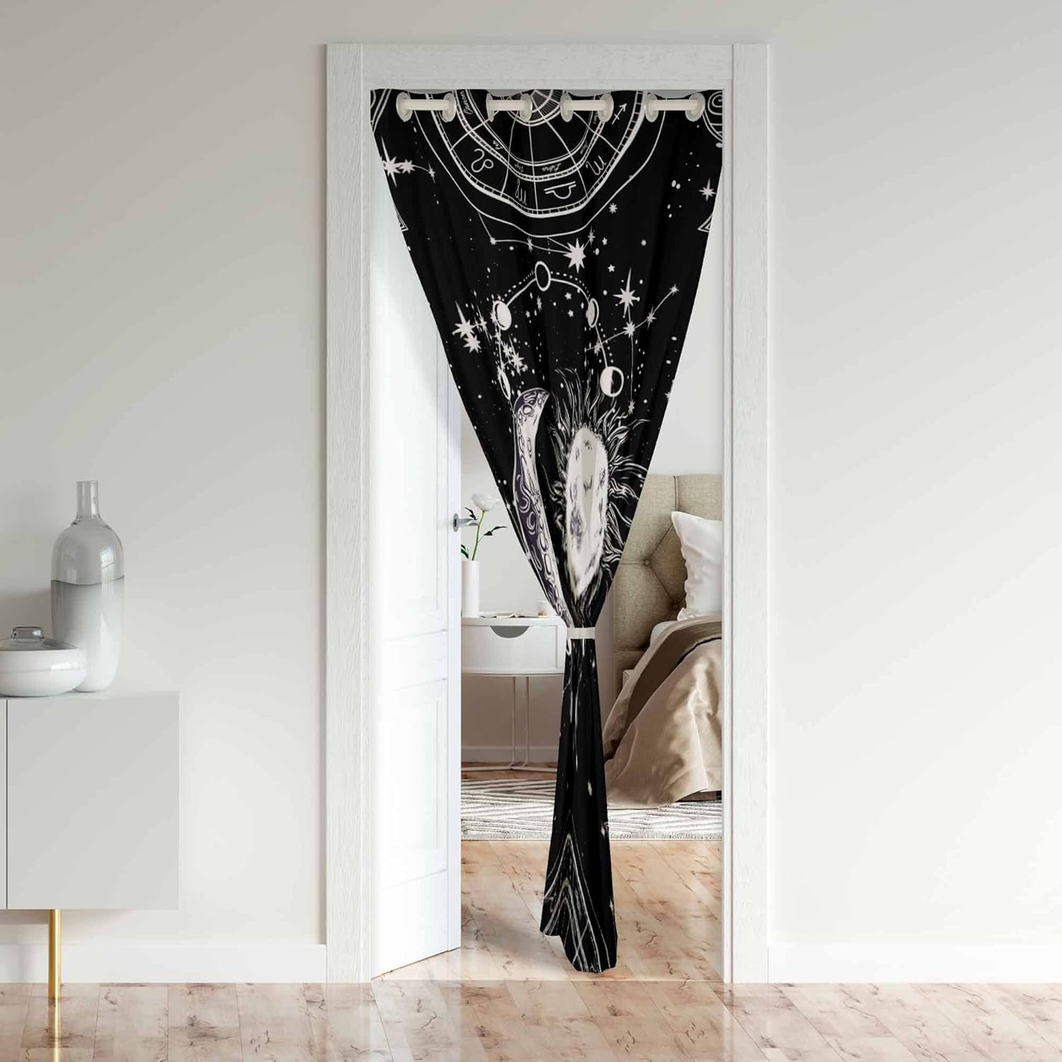 Jejeloiu Sun Moon Privacy Heat Blocking Thermal Insulated Door Curtain