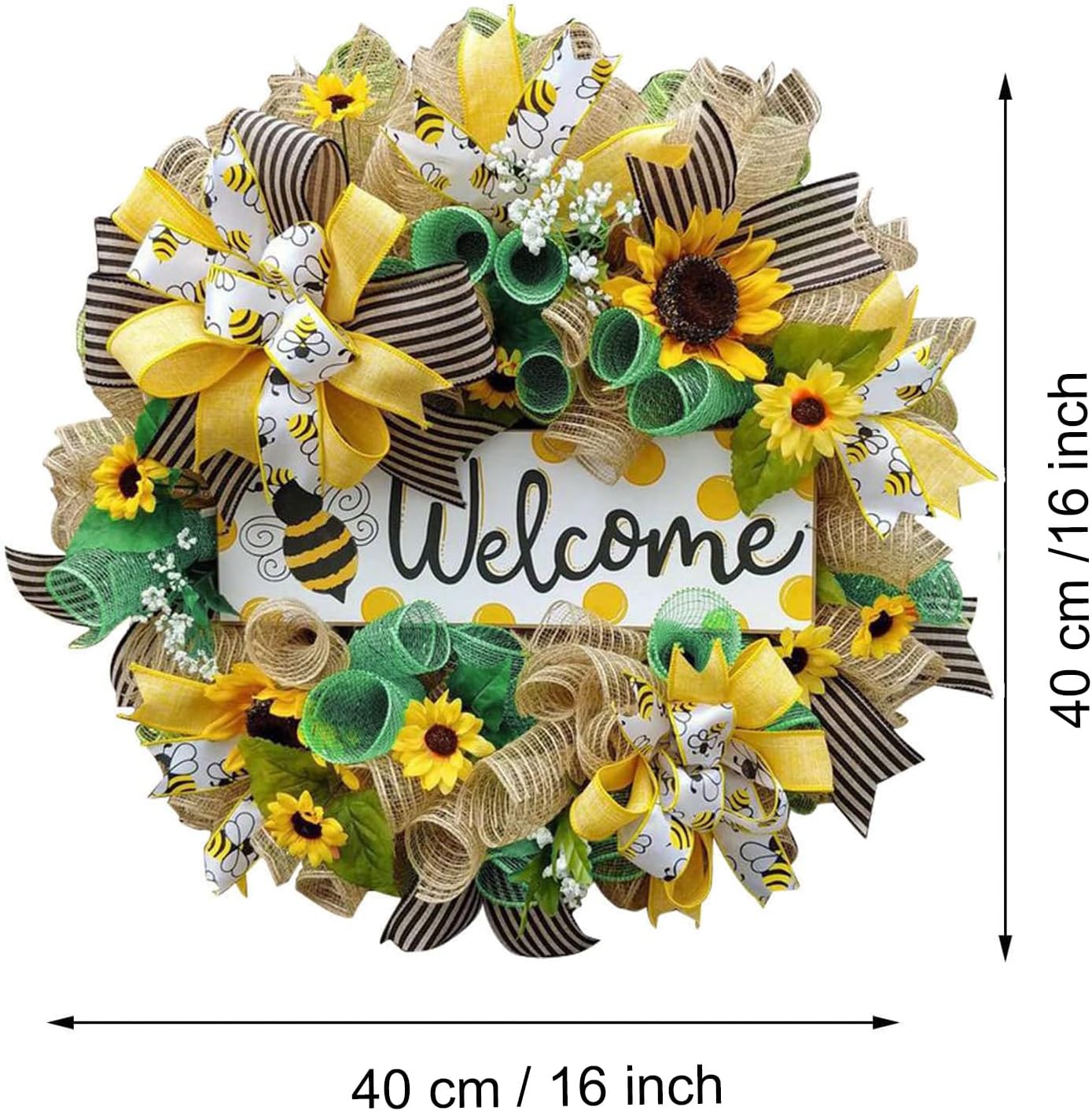 Summer Bee Wreath for Front Door Decor