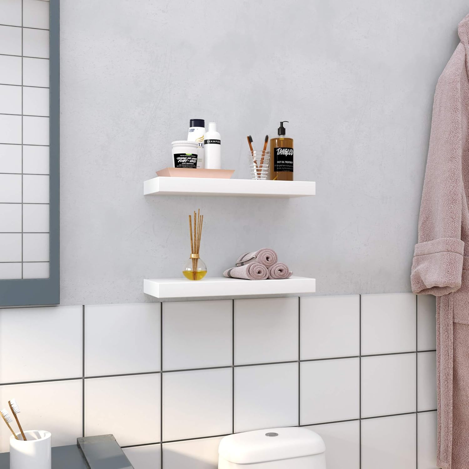 SONGMICS Floating Shelf 157 Inches White