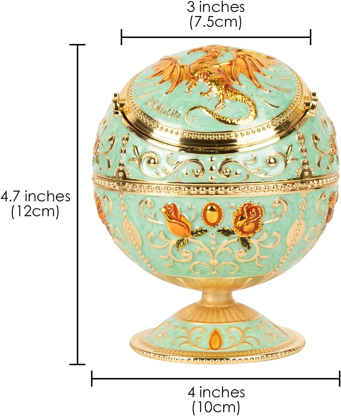 Dragon Ashtray with Lid - Zinc Alloy Windproof Decor