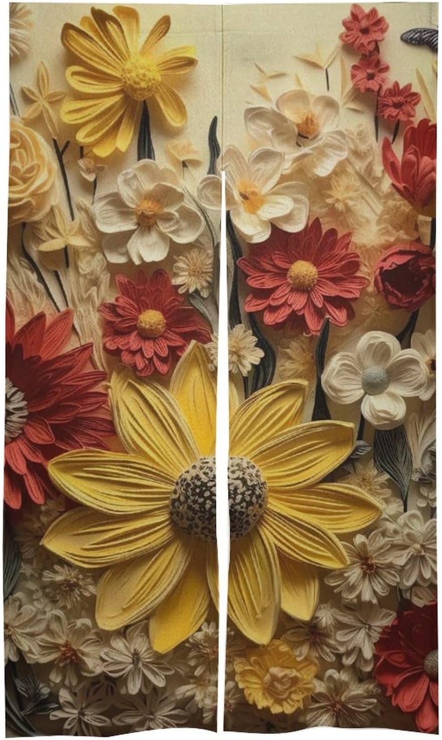 Japanese Noren Door Curtain with Flower Design 34x57 Inches