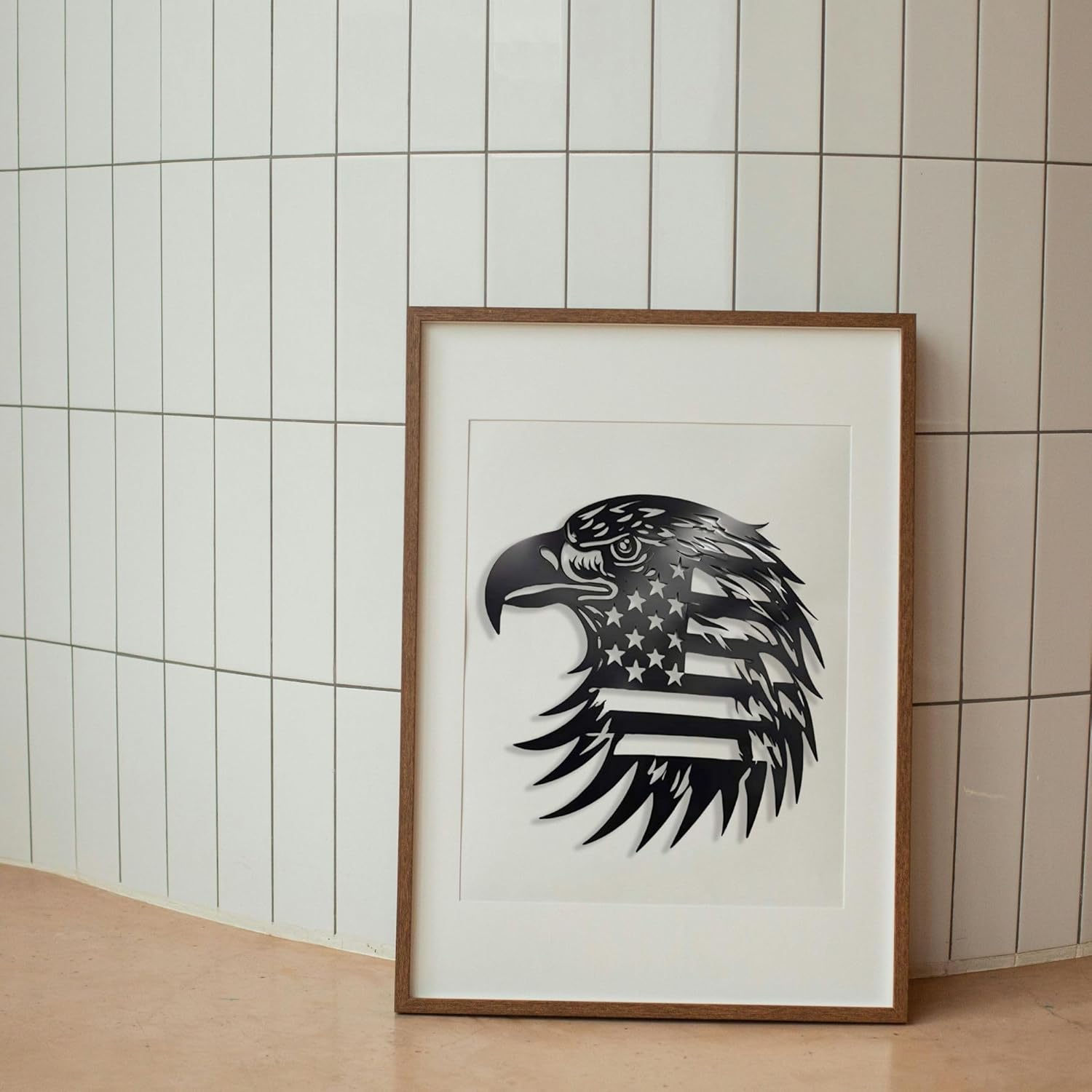 Patriotic Bald Eagle Flag Metal Wall Art 40 Inch