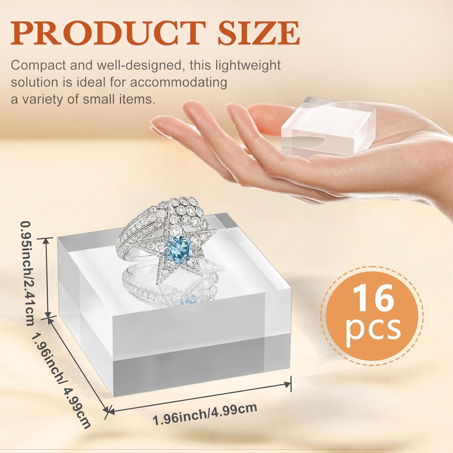 16 Piece Acrylic Display Base Set for Trophy and Jewelry Displays