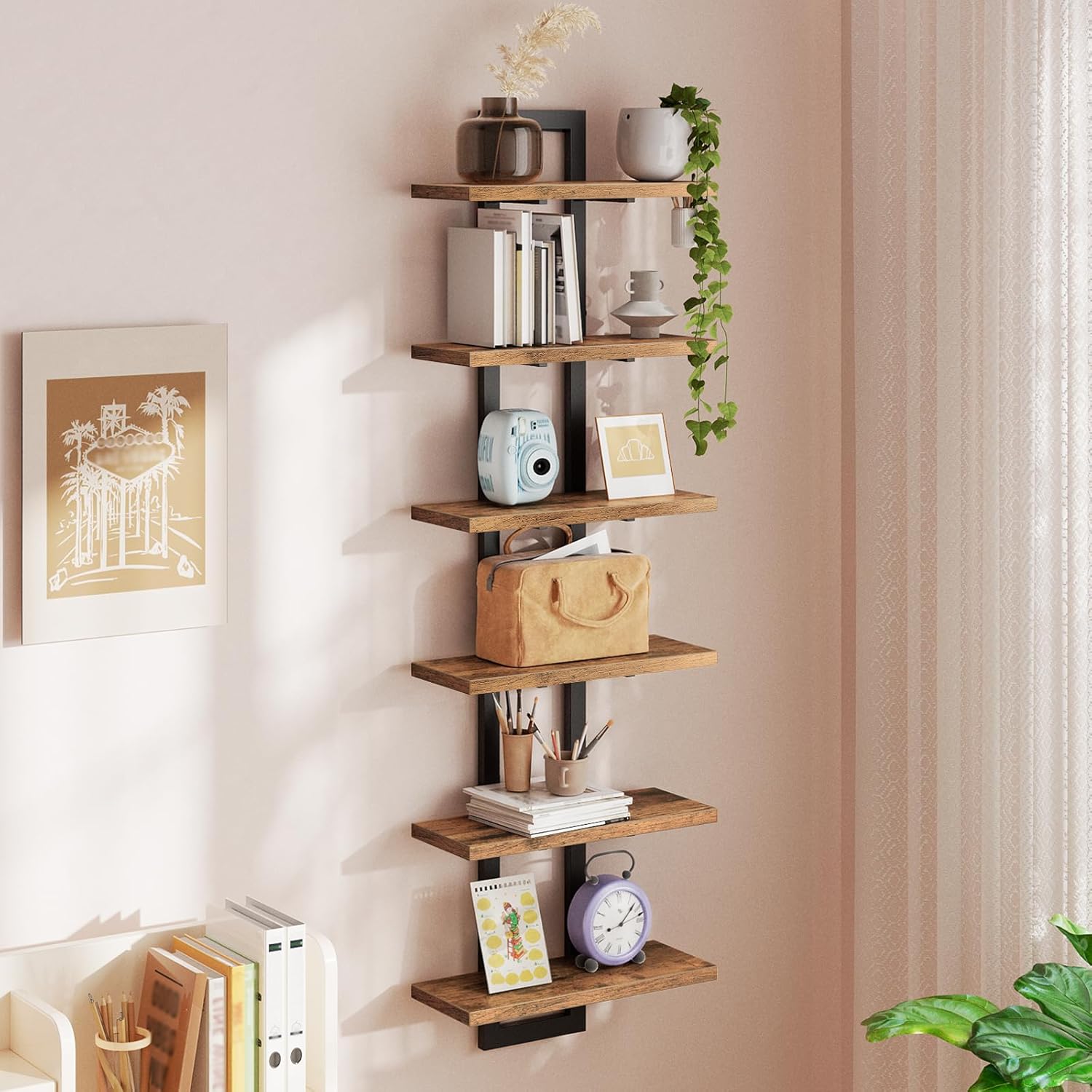 HOOBRO Floating Shelves Set of 2 3-Tier Wall Mounted Storage