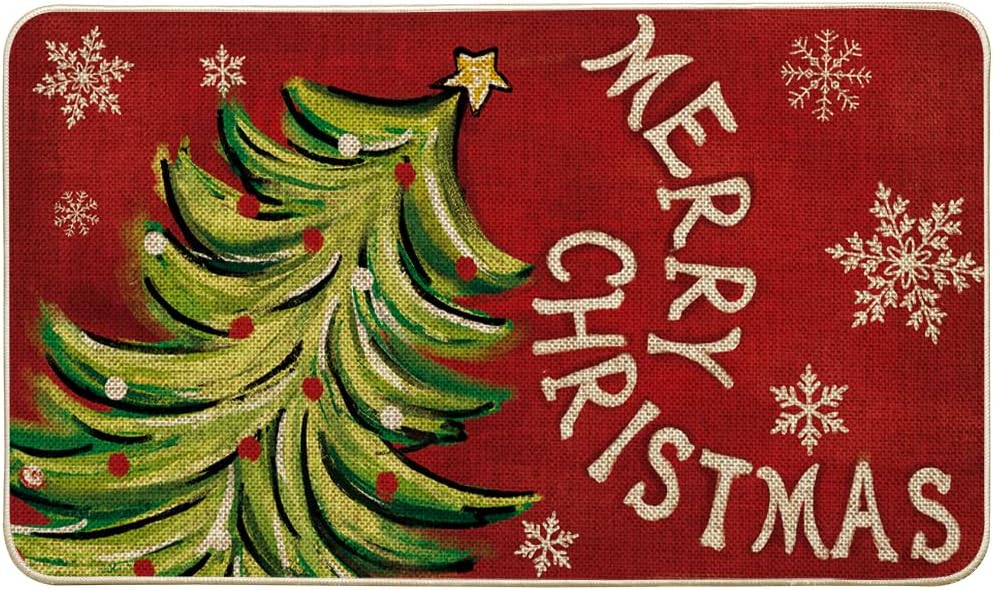 Artoid Mode Xmas Tree Doormat for Indoor Outdoor
