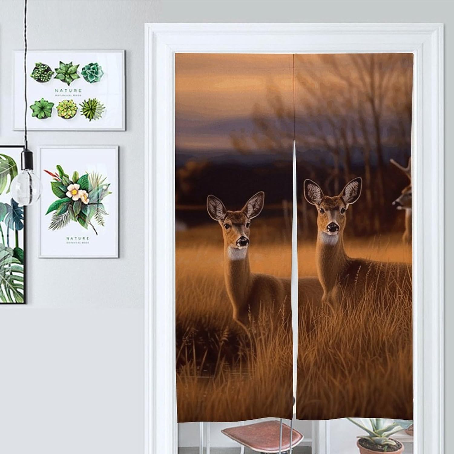 Japanese Noren Door Curtain with Deer Print 34x57