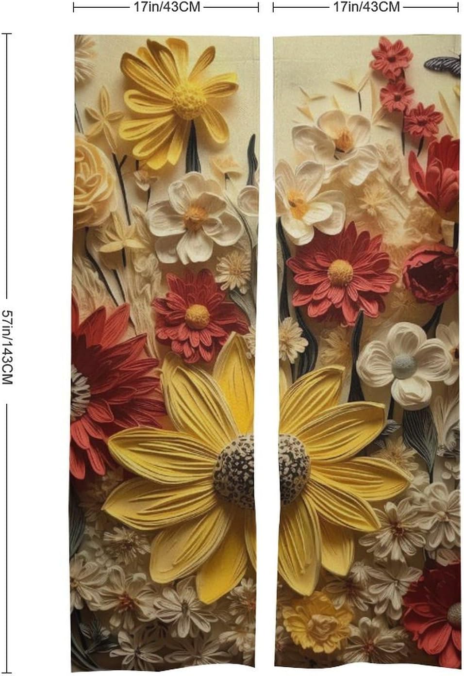 Japanese Noren Door Curtain with Flower Design 34x57 Inches