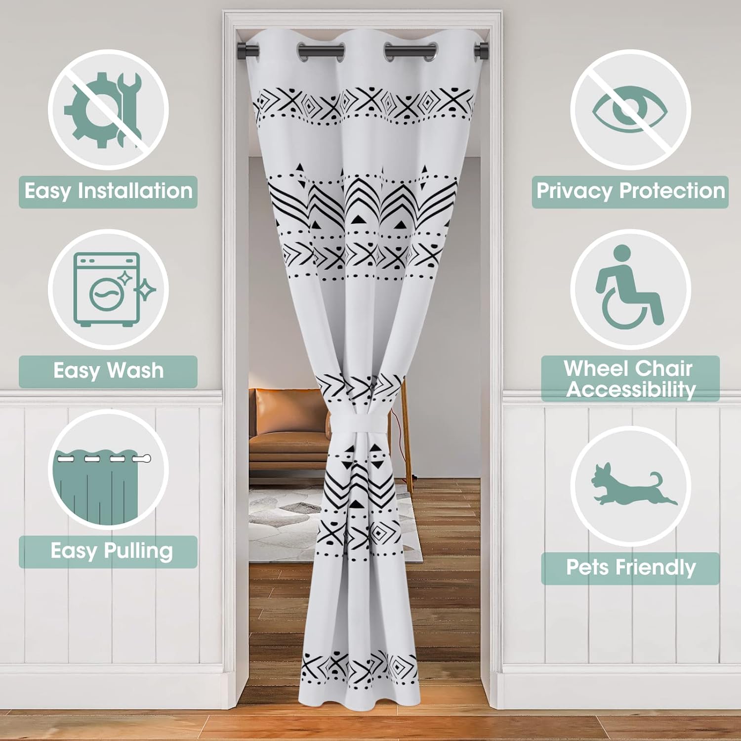 HOMEIDEAS Boho Doorway Curtains with Privacy
