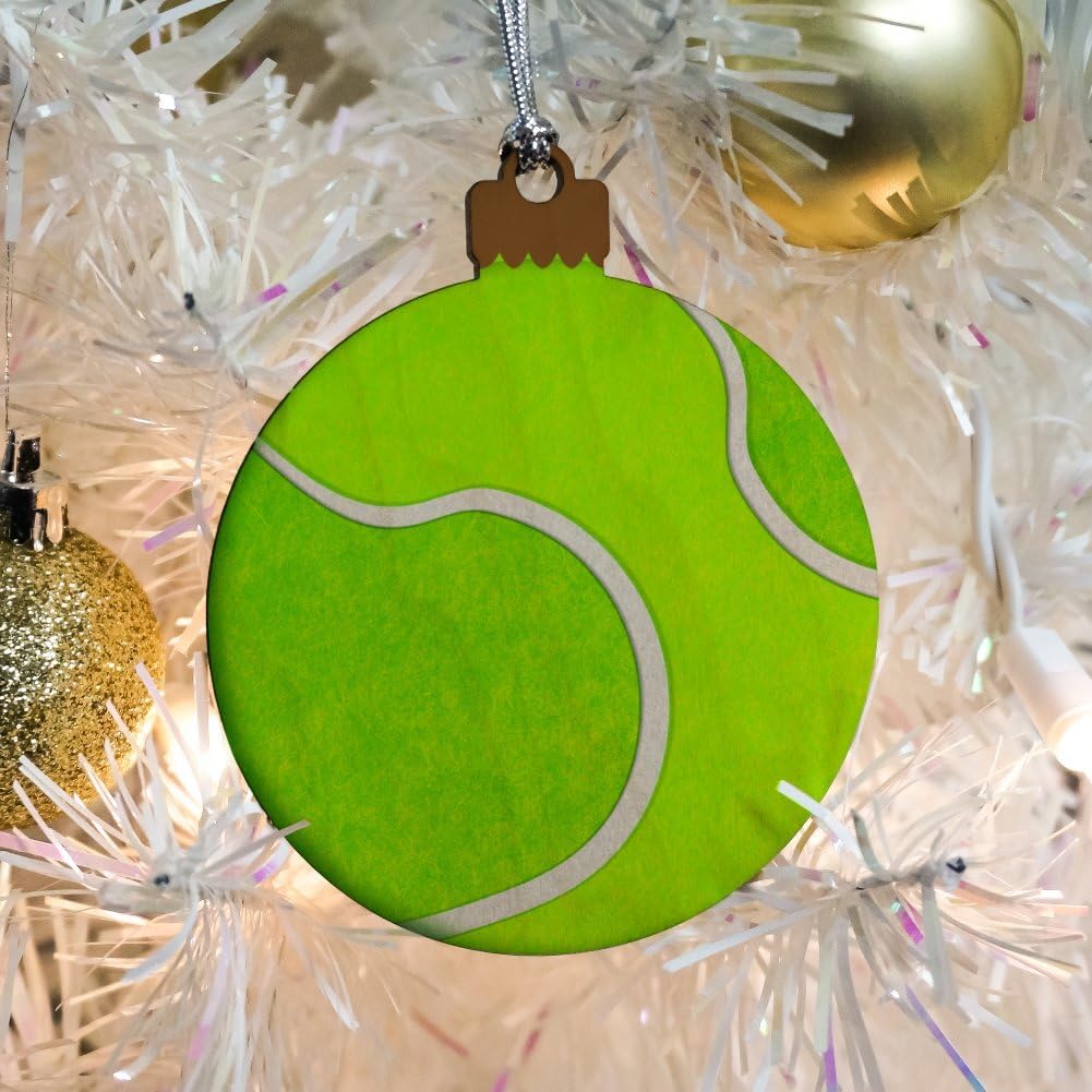 Tennis Ball Wood Christmas Tree Holiday Ornament