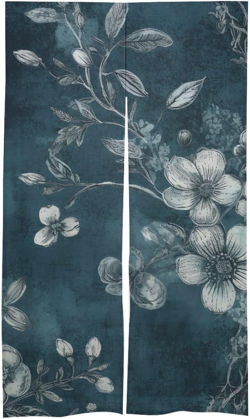 Japanese Noren Door Curtain Retro Flowers Print