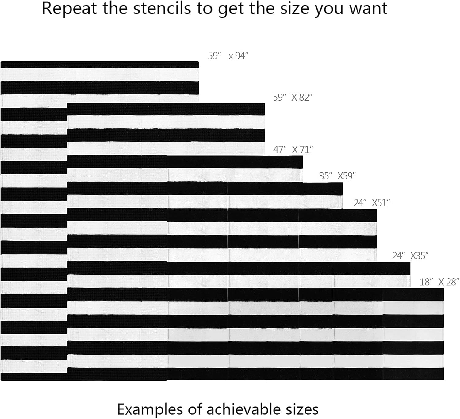 Seavish Black and White Striped Rug 236 x 354 Inch