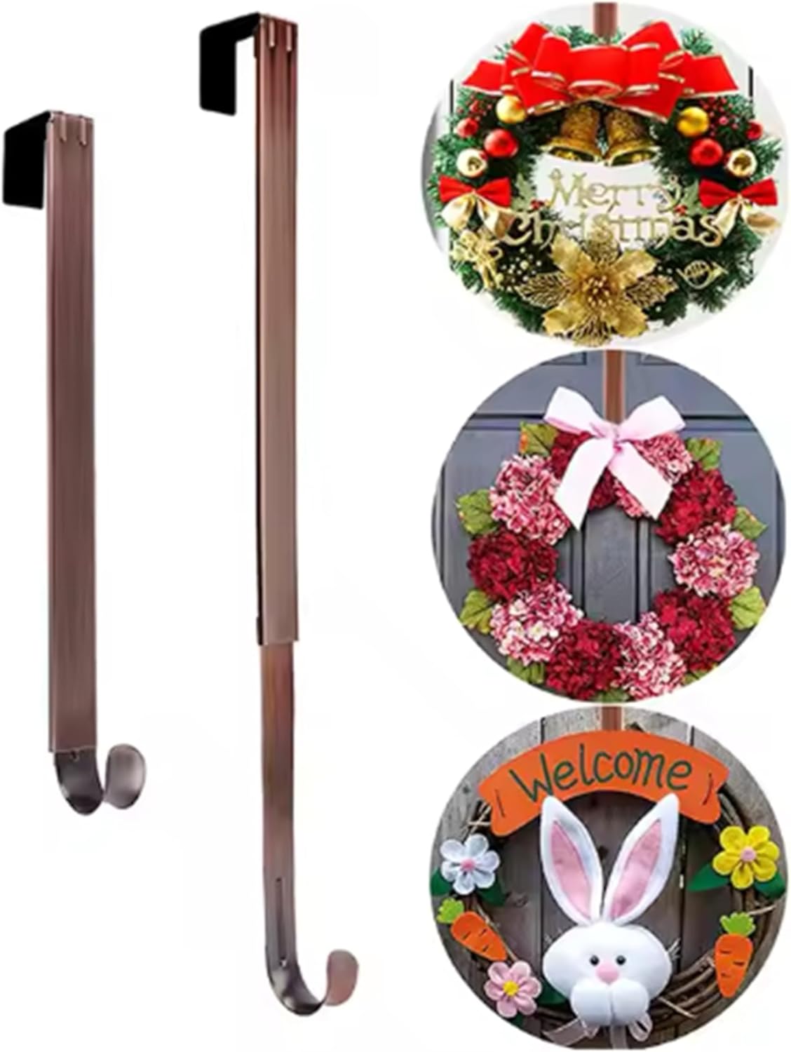 Adjustable Wreath Hanger for Front Door Bronze 15 to 25 Inches