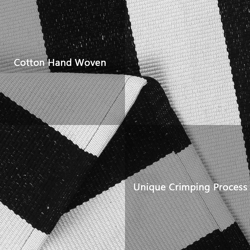 Seavish Black and White Striped Rug 236 x 354 Inch