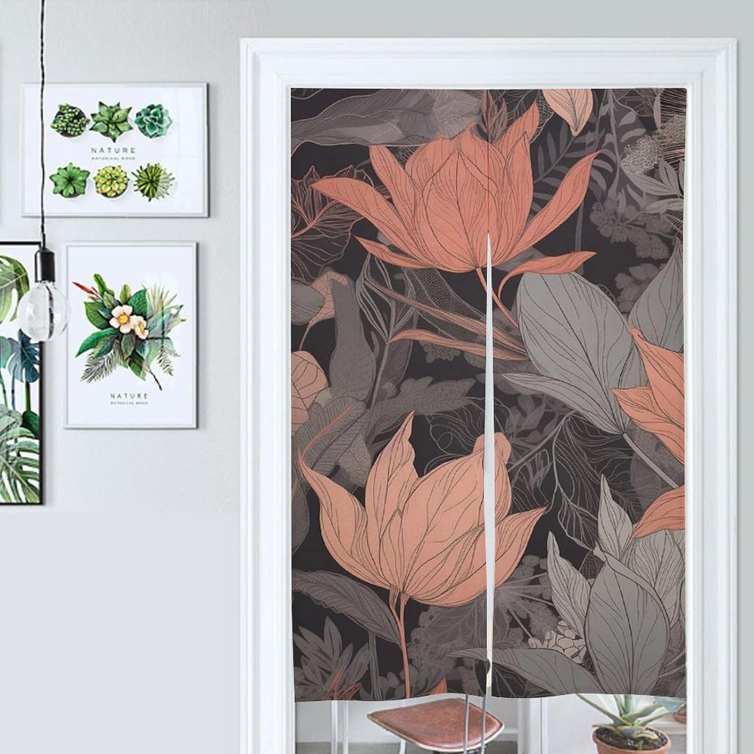 Japanese Noren Door Curtain Gray with Pattern 34x57