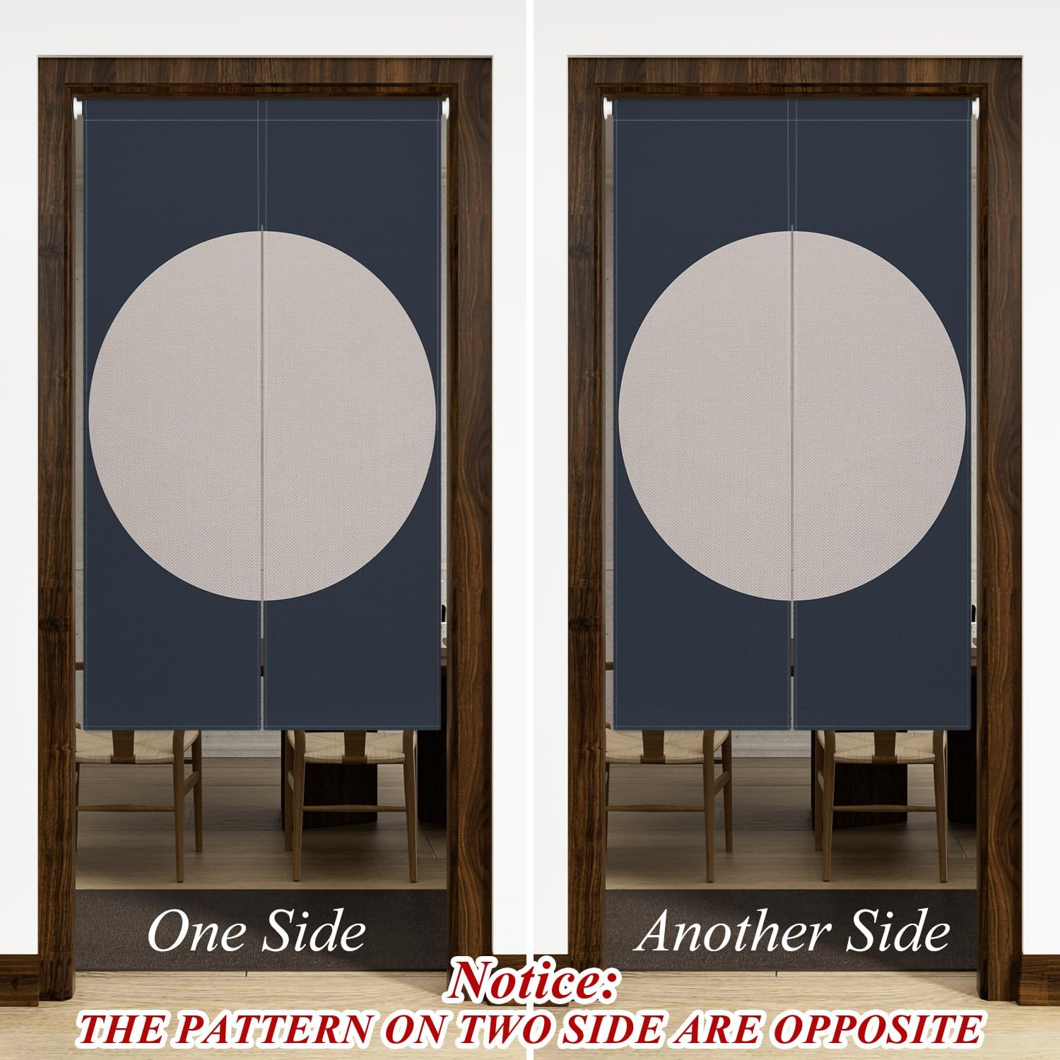 Leowefowa Double Sided Door Curtain with Round Pattern