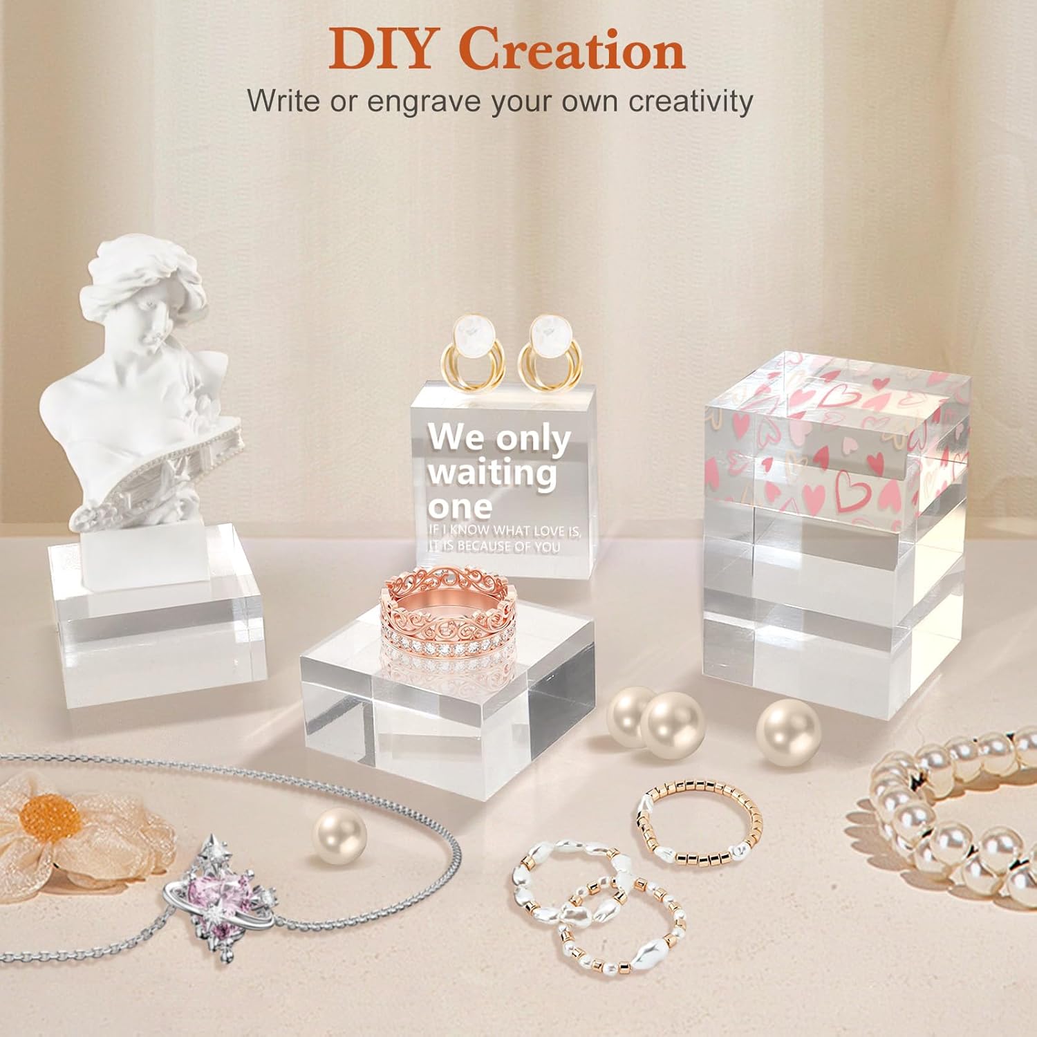 16 Piece Acrylic Display Base Set for Trophy and Jewelry Displays
