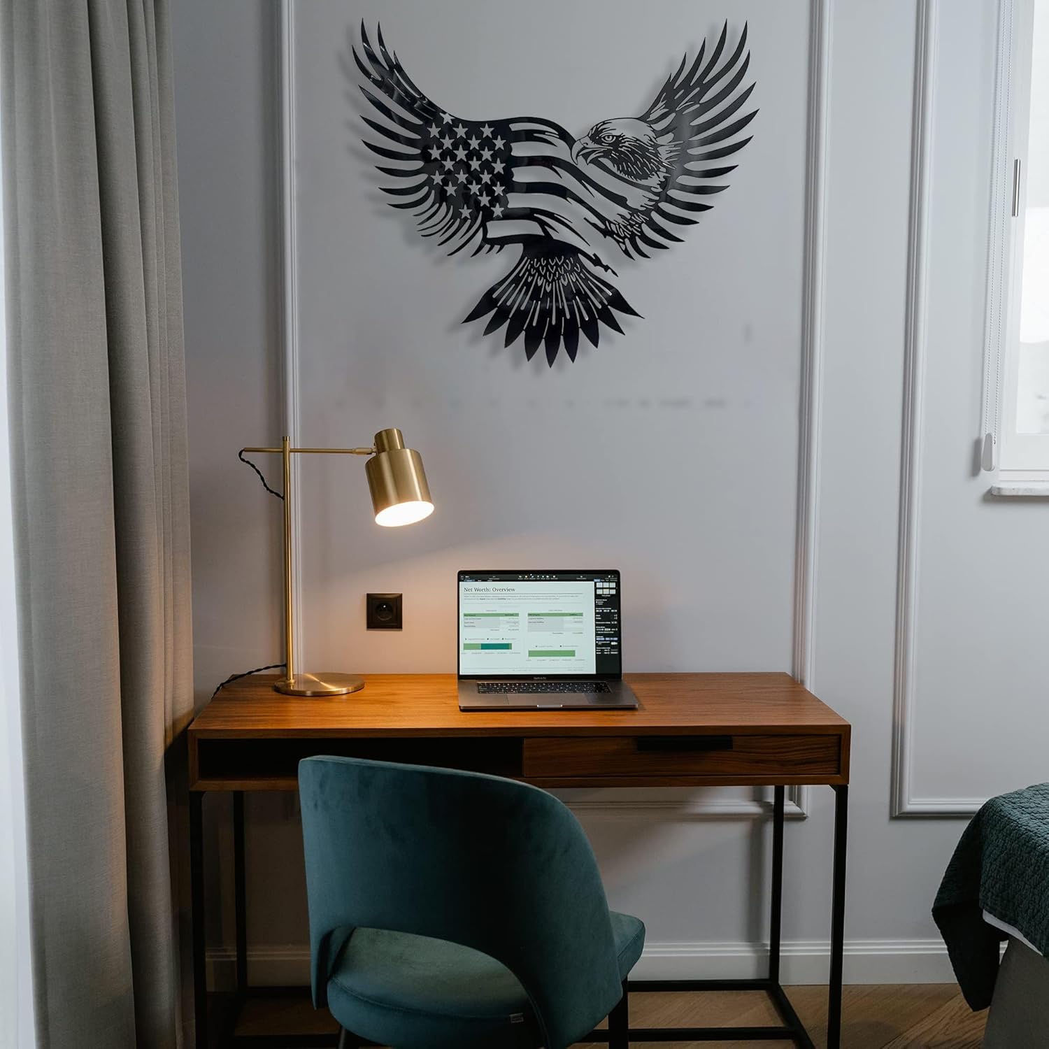 Patriotic Bald Eagle American Flag Metal Wall Art