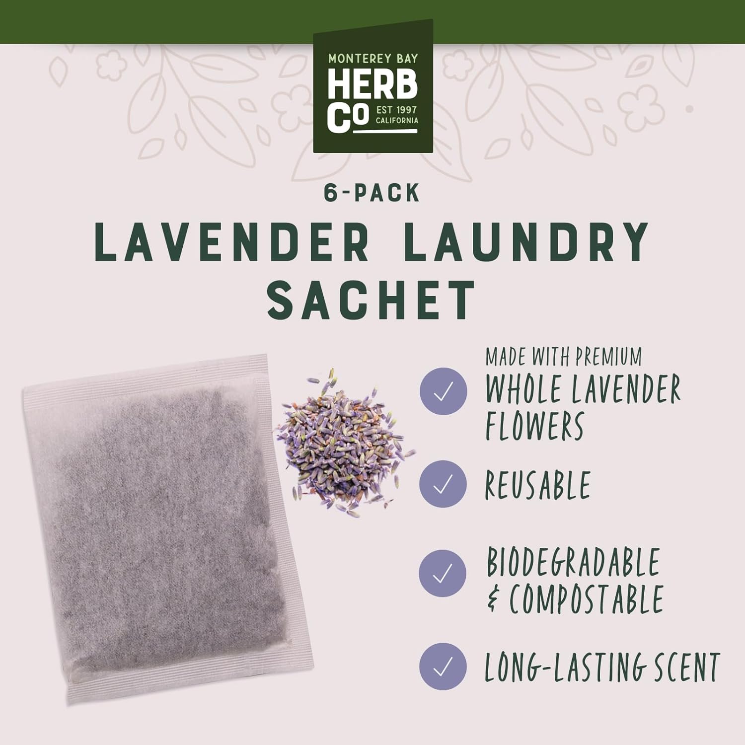 Monterey Bay Herb Co Lavender Sachets for Laundry