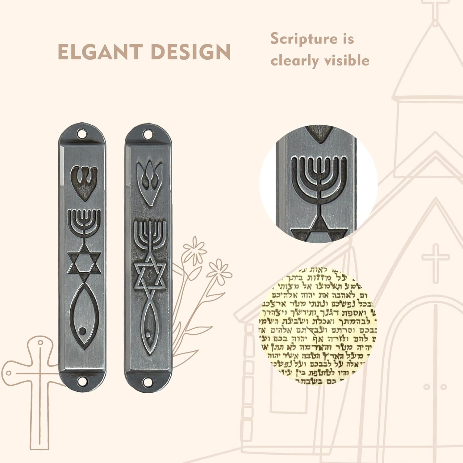 CAMATET Messianic Mezuzah Set of 2 with Scroll