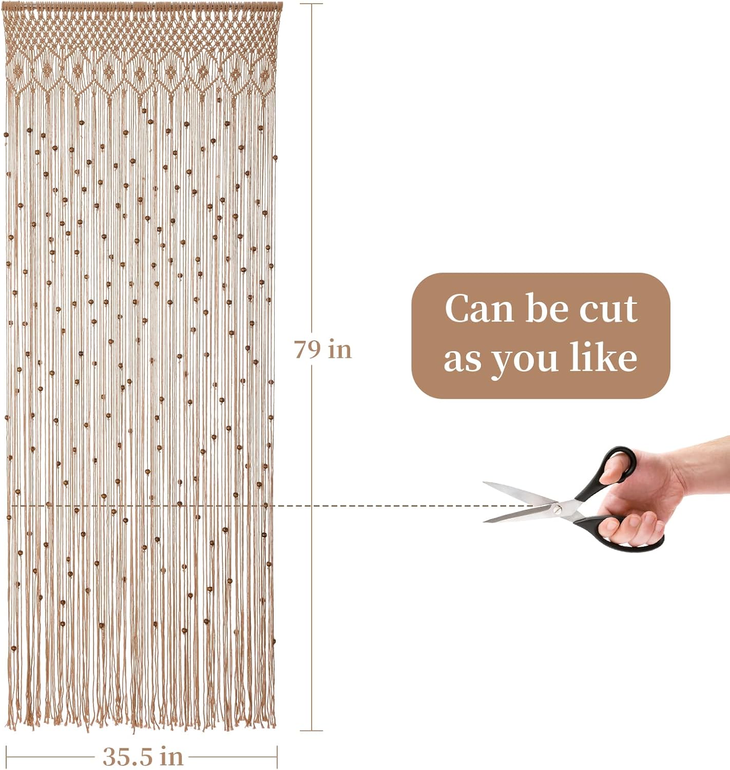 BECHAEO Boho Macrame Beaded Curtain Set of 2