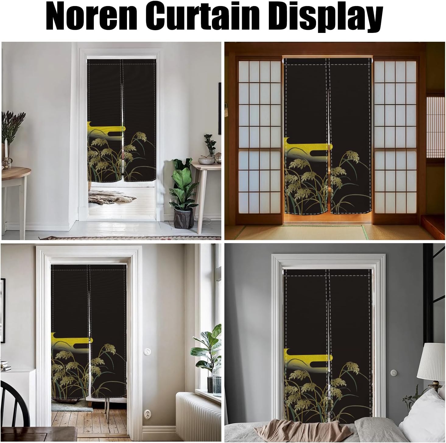 Black Ripe Grain Door Curtain with Privacy Divider Panel