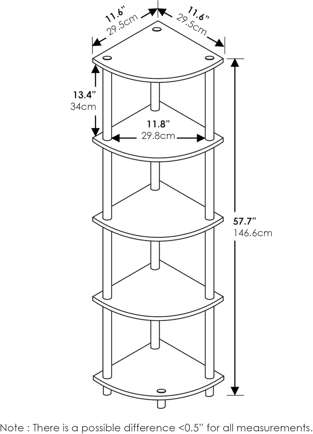 Furinno Turn-N-Tube 5 Tier Corner Display Rack