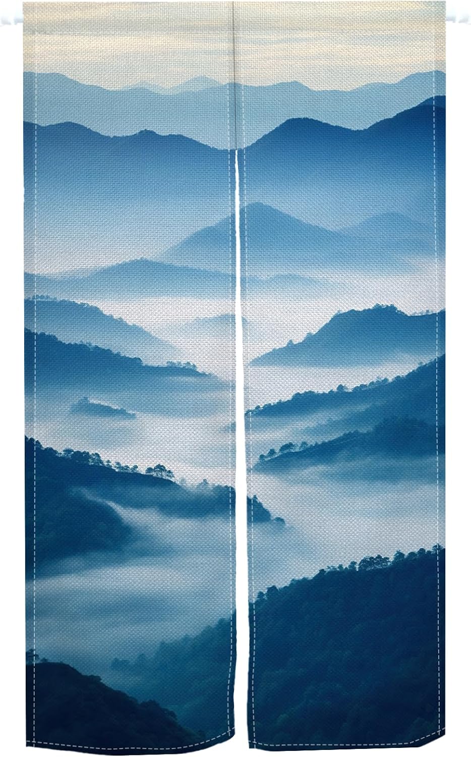 Mountain Japanese Noren Curtain Forest Tree Blackout Privacy Doorway Curtain