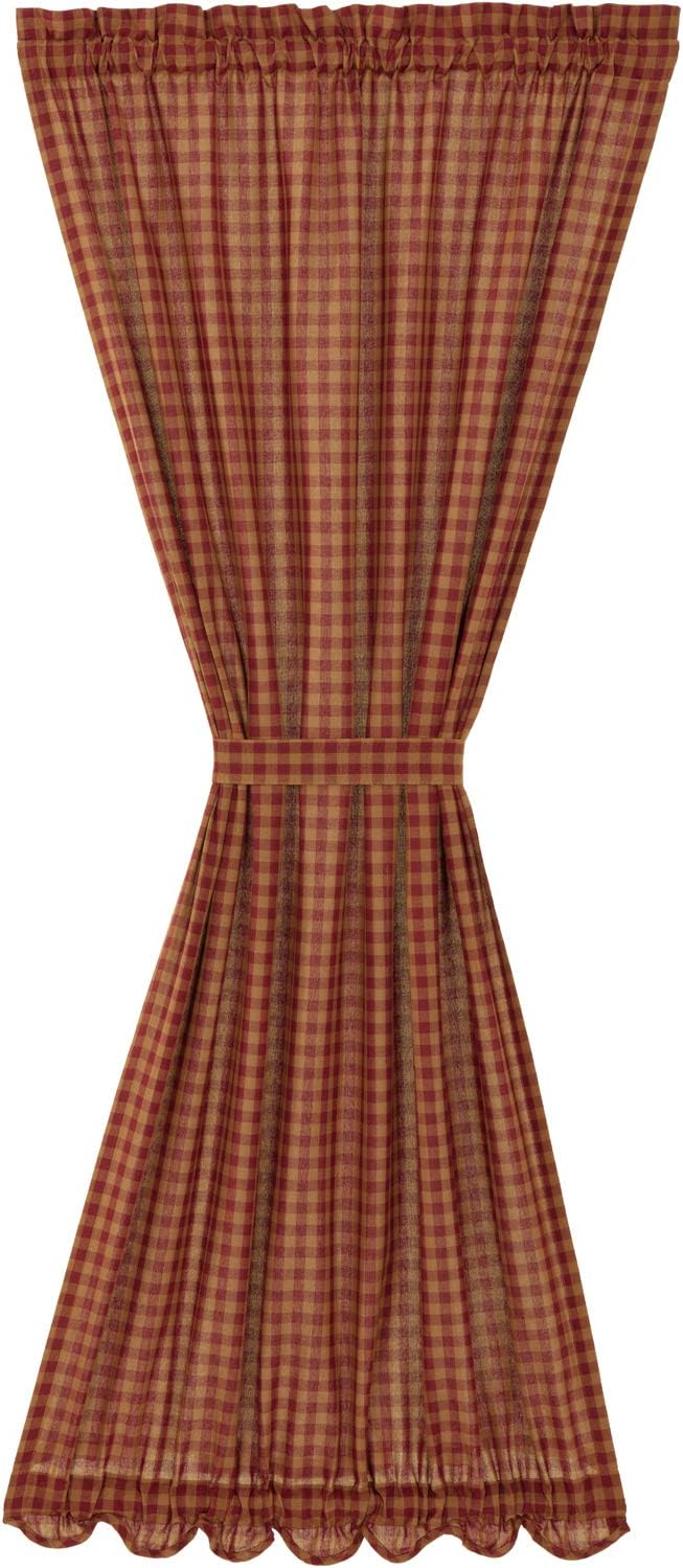 VHC Brands Burgundy Check Door Panel 72x40 Red