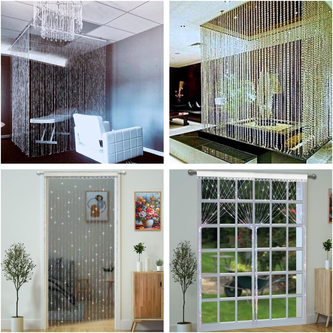 YaoYue Crystal Beaded Curtain Door Divider Room Decor