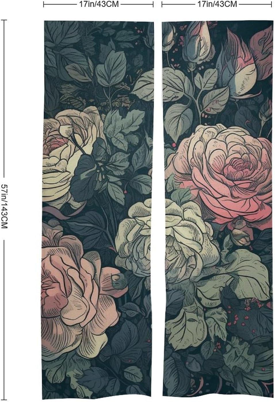 Japanese Noren Blooming Roses Door Curtain 34x57 Inch