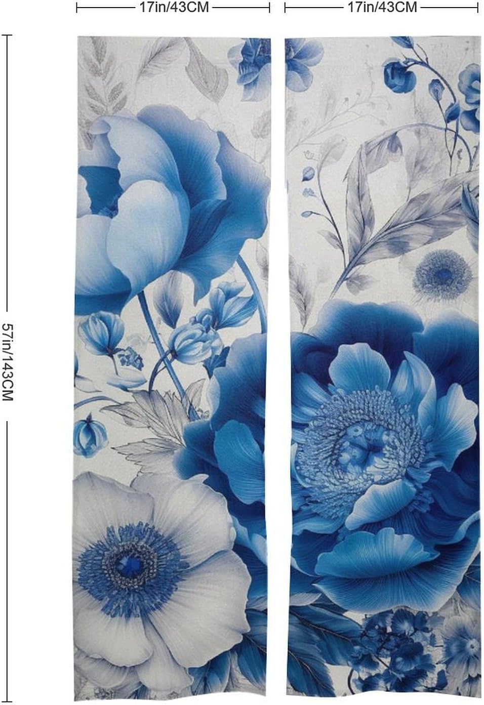 Japanese Noren Door Curtain with Flower Pattern Design 34x57 Inches