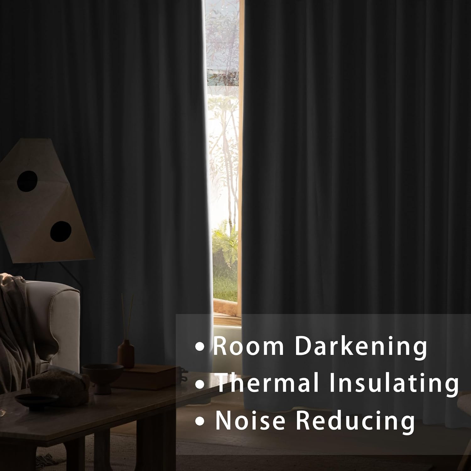 UPOPO Blackout Curtains 52x80 2 Panels Dark Grey