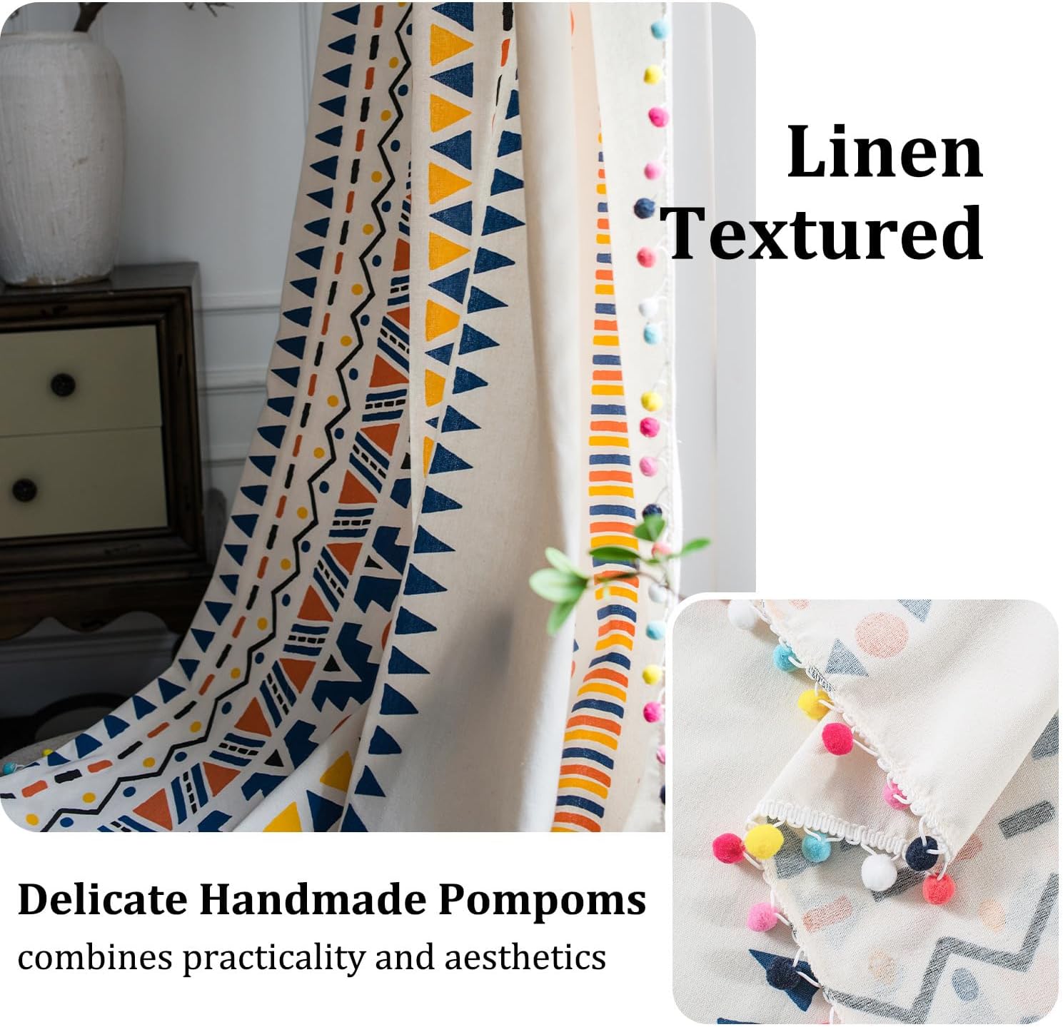 VOGOL Modern Boho Curtains 28x84 1 Pack