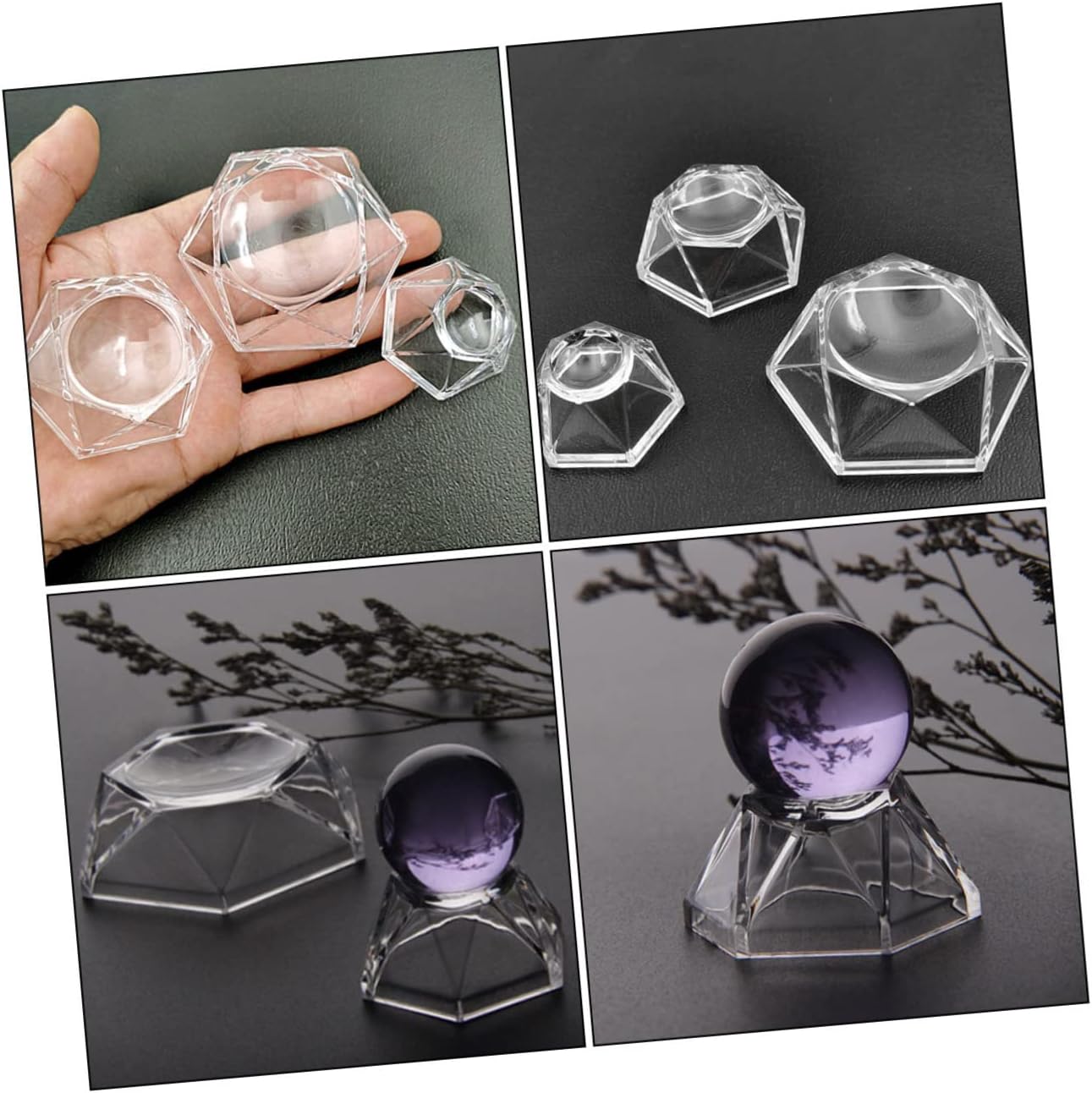 3pcs Acrylic Crystal Display Base for Decorative Showcases