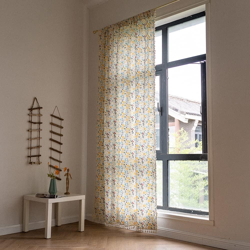 Deeprove Boho Cotton Linen Tassel Curtain 1 Panel