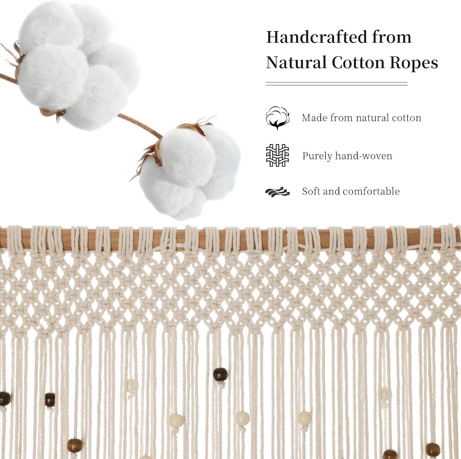 BECHAEO Boho Macrame Beaded Curtain Door Divider