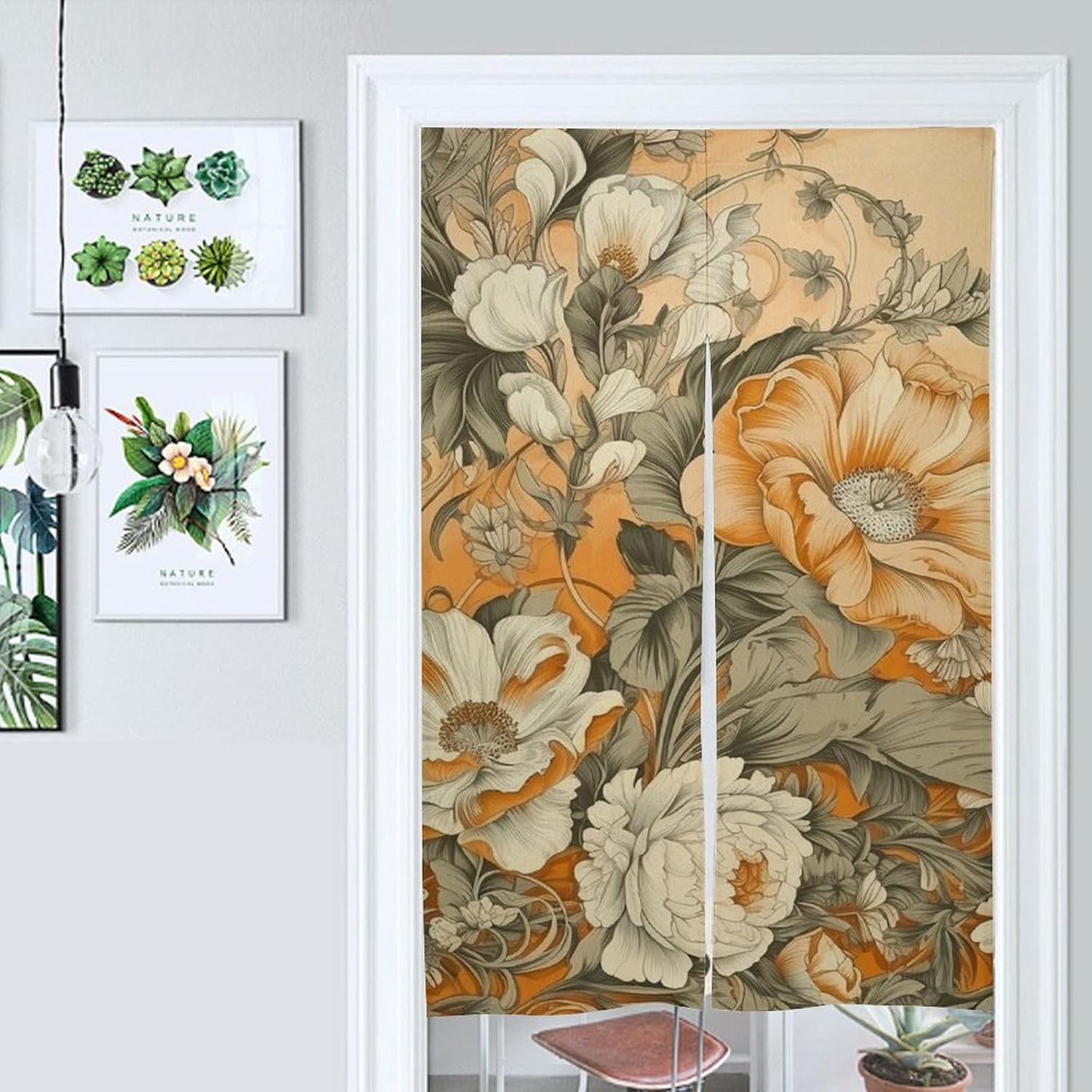 Japanese Noren Door Curtain Many Flowers Bloomed Print 34x57