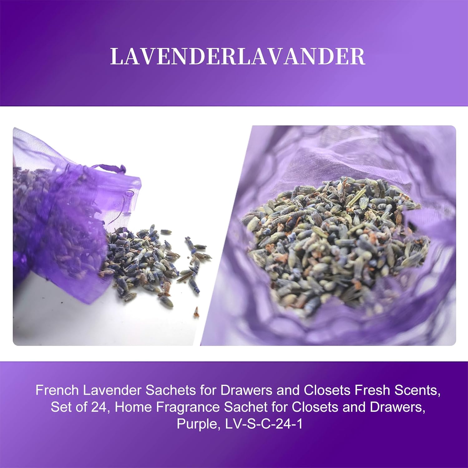 24 Pack Dried Lavender Sachets for Home Fragrance