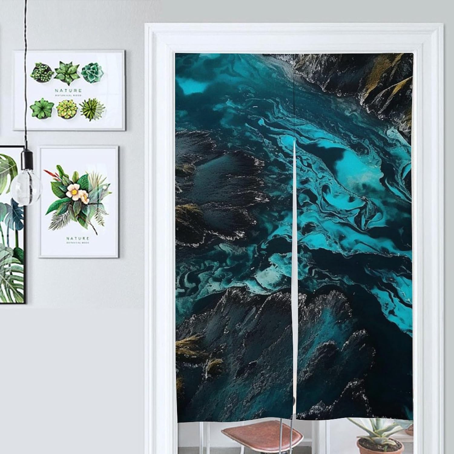 Japanese Noren Mountains and Streams Door Curtain 34x57 Inch