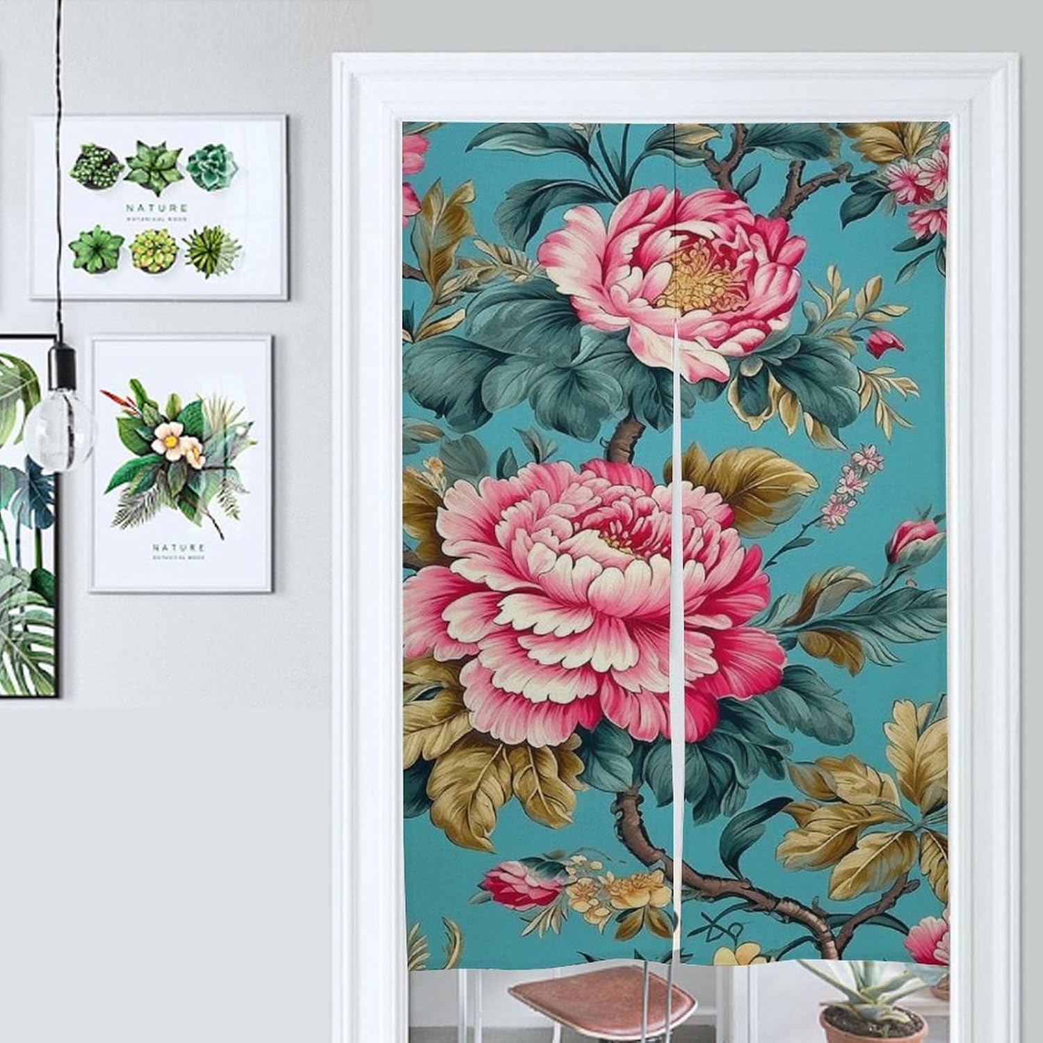 Japanese Noren Door Curtain Blue and Dark Print 34x57