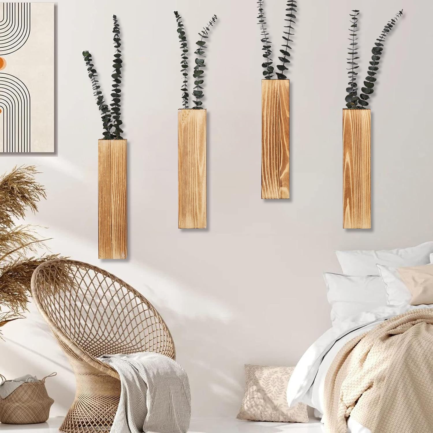 Sawoake Wooden Wall Planter Set of 4 - Modern Decor