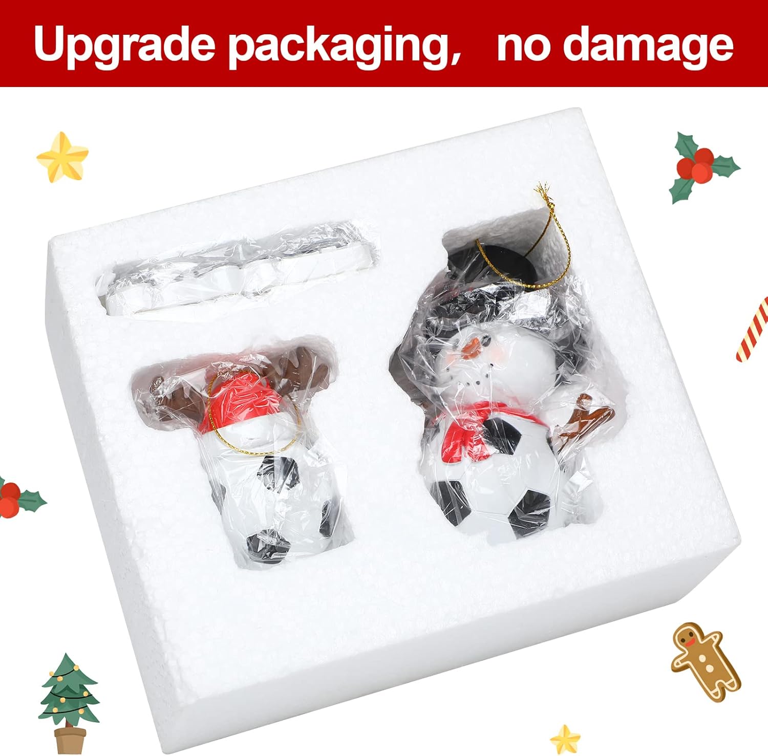 Maitys 3 Piece Christmas Soccer Ornament Set