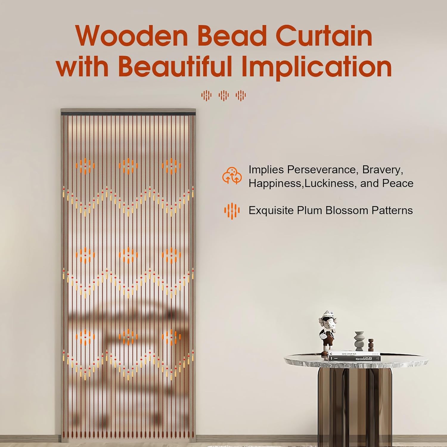 Jiabailie Wood Beaded Curtain for Doorway 31 Lines
