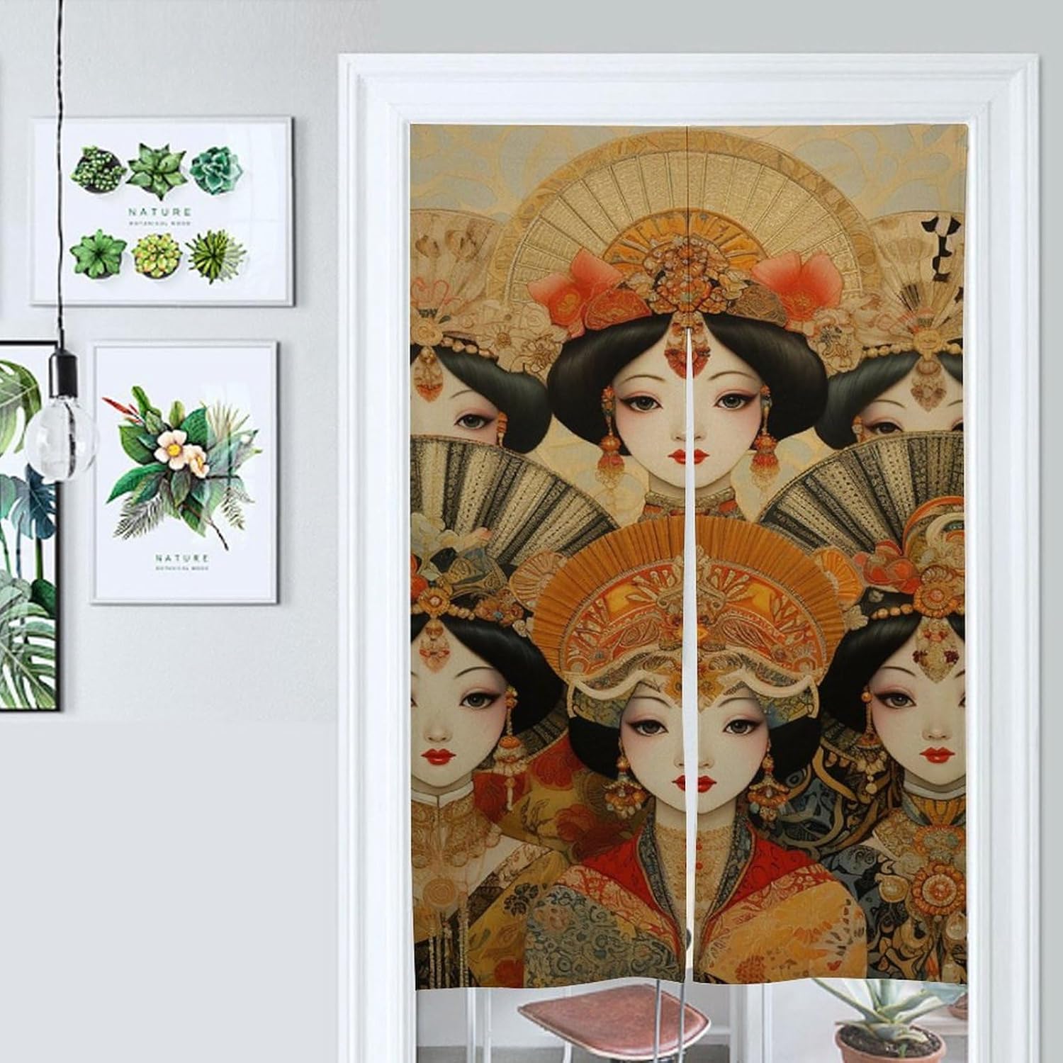 Japanese Noren Lady Door Curtain in Traditional Clothing