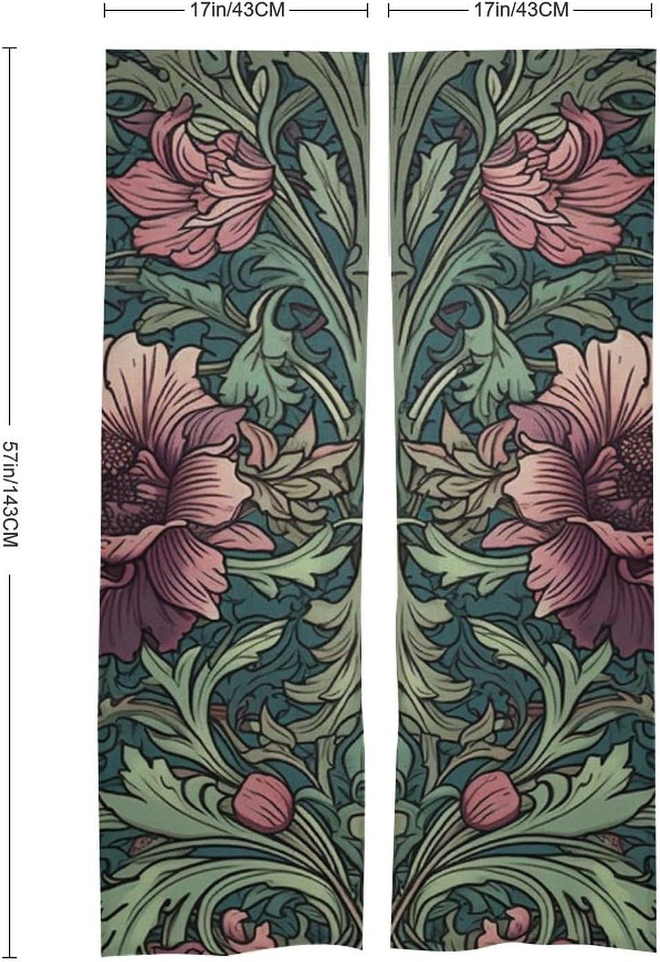 Japanese Noren Door Curtain Green and Magenta Print 34x57 Inch