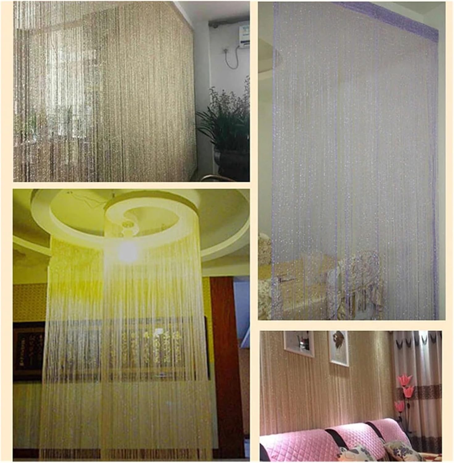 Shiny Tassel Doorway Curtain 95x200CM Blue